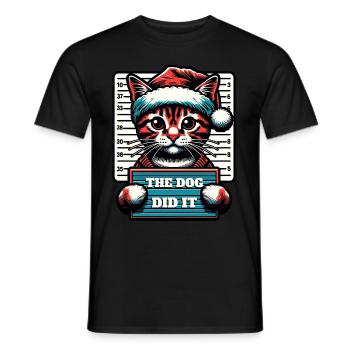 Père Noël Noël Drôle de chats Mugshot - T-shirt homme - noir - Devant - AI Model Male 178 light (178cm)
