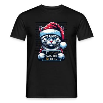 Santa Claus Christmas Funny Cats Mugshot - Men's T-Shirt - black - Front - AI Model Male 178 light (178cm)