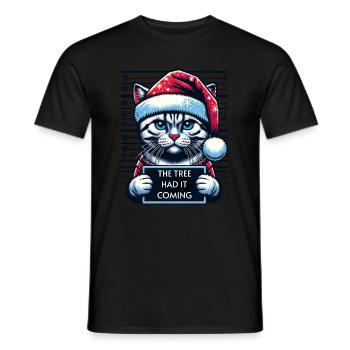 Père Noël Noël Drôle de chats Mugshot - T-shirt homme - noir - Devant - AI Model Male 178 light (178cm)
