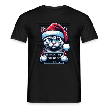 Santa Claus Christmas Funny Cats Mugshot - Men's T-Shirt - black - Front - AI Model Male 178 light (178cm)
