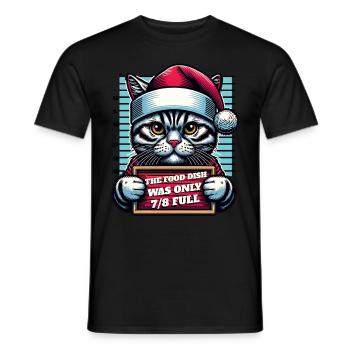 Santa Claus Christmas Funny Cats Mugshot - Men's T-Shirt - black - Front - AI Model Male 178 light (178cm)