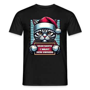 Père Noël Noël Drôle de chats Mugshot - T-shirt homme - noir - Devant - AI Model Male 178 light (178cm)