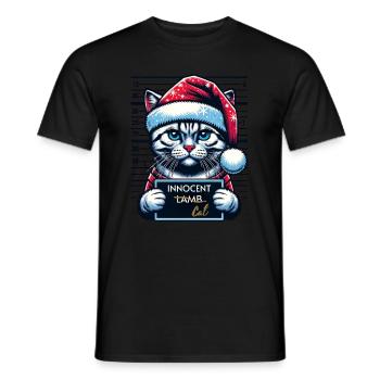 Père Noël Noël Drôle de chats Mugshot - T-shirt homme - noir - Devant - AI Model Male 178 light (178cm)