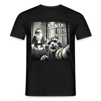 Cat & Santa really exists Selfie Christmas - Männer T-Shirt - Schwarz - Vorne - AI Model Male 178 light (178cm)