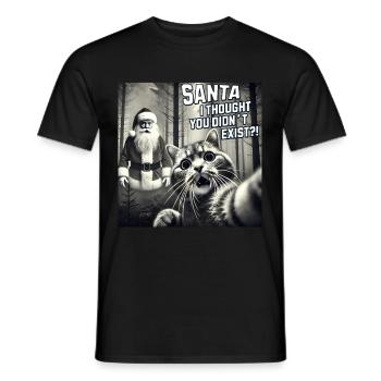 Cat & Santa really exists Selfie Christmas - Männer T-Shirt - Schwarz - Vorne - AI Model Male 178 light (178cm)