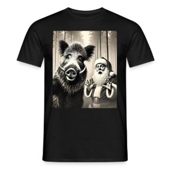 Chats Selfie Père Noël - T-shirt homme - noir - Devant - AI Model Male 178 light (178cm)