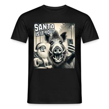 Chats Selfie Père Noël - T-shirt homme - noir - Devant - AI Model Male 178 light (178cm)