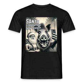 Chats Selfie Père Noël - T-shirt homme - noir - Devant - AI Model Male 178 light (178cm)