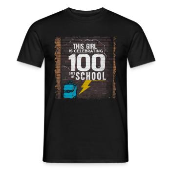 Funny Outfit teacher & student 100 days of school - Men's T-Shirt - black - Front - AI Model Male 178 light (178cm)