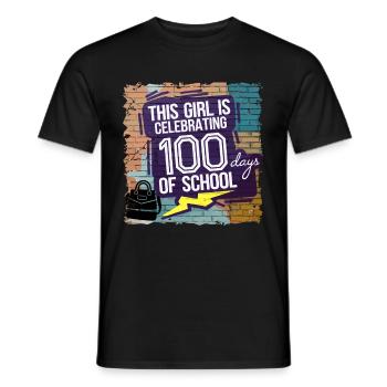 Funny Outfit teacher & student 100 days of school - Men's T-Shirt - black - Front - AI Model Male 178 light (178cm)