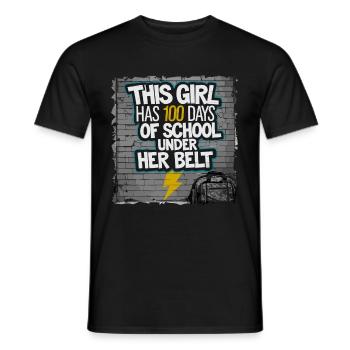 Funny Outfit teacher & student 100 days of school - Men's T-Shirt - black - Front - AI Model Male 178 light (178cm)
