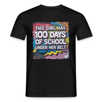 Funny Outfit teacher & student 100 days of school - Men's T-Shirt - black - Front - AI Model Male 178 light (178cm)