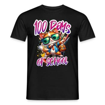 Funny Outfit teacher & student 100 days of school - Men's T-Shirt - black - Front - AI Model Male 178 light (178cm)