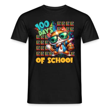 Funny Outfit teacher & student 100 days of school - Men's T-Shirt - black - Front - AI Model Male 178 light (178cm)