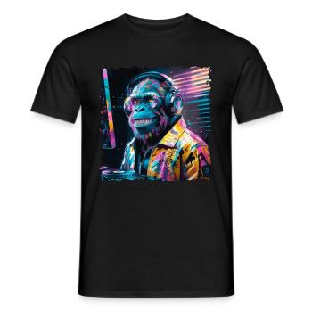 Dj Rave Festival cooler Affe mit Kopfhörer Party - Männer T-Shirt - Schwarz - Vorne - AI Model Male 178 light (178cm)