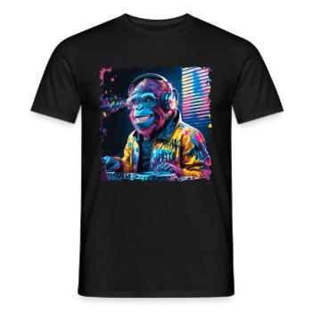 Dj Rave Festival cooler Affe mit Kopfhörer Party - Männer T-Shirt - Schwarz - Vorne - AI Model Male 178 light (178cm)