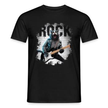 Rock and Roll Cat Guitarist for men-women & kids - Männer T-Shirt - Schwarz - Vorne - AI Model Male 178 light (178cm)