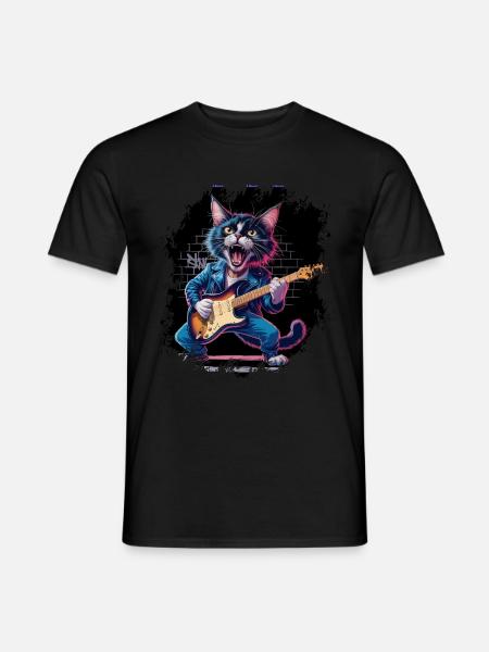 Rock and Roll Cat Guitarist for men-women & kids - Männer T-Shirt - Schwarz