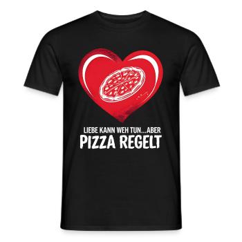 Love Hurts Breakup Valentine's Day Pizza Regulates - Men's T-Shirt - black - Front - AI Model Male 178 light (178cm)