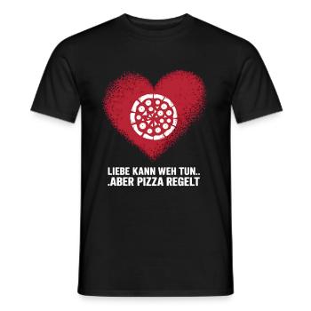 Love Hurts Breakup Valentine's Day Pizza Regulates - Men's T-Shirt - black - Front - AI Model Male 178 light (178cm)