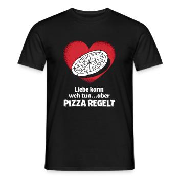 Love Hurts Breakup Valentine's Day Pizza Regulates - Men's T-Shirt - black - Front - AI Model Male 178 light (178cm)