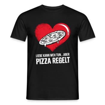 Liebe tut weh Trennung Valentinstag Pizza regelt - Männer T-Shirt - Schwarz - Vorne - AI Model Male 178 light (178cm)