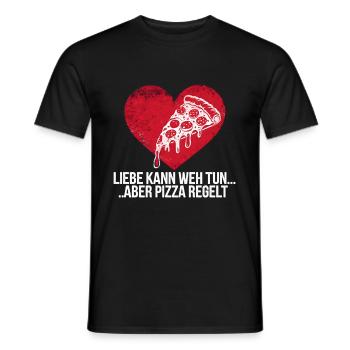 Love Hurts Breakup Valentine's Day Pizza Regulates - Men's T-Shirt - black - Front - AI Model Male 178 light (178cm)