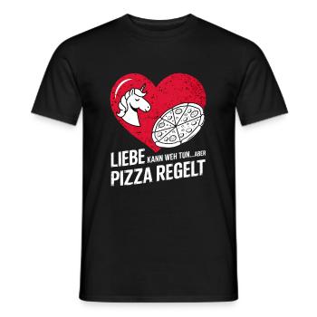 Love Hurts Breakup Valentine's Day Pizza Regulates - Men's T-Shirt - black - Front - AI Model Male 178 light (178cm)