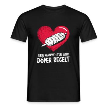 Liebe tut weh Trennung Valentinstag Döner regelt - Männer T-Shirt - Schwarz - Vorne - AI Model Male 178 light (178cm)