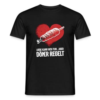 Liebe tut weh Trennung Valentinstag Pizza regelt - Männer T-Shirt - Schwarz - Vorne - AI Model Male 178 light (178cm)