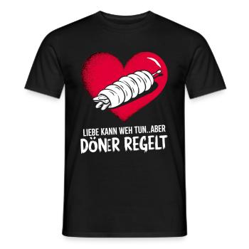 Liebe tut weh Trennung Valentinstag Döner regelt - Männer T-Shirt - Schwarz - Vorne - AI Model Male 178 light (178cm)