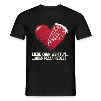 Love Hurts Breakup Valentine's Day Pizza Regulates - Men's T-Shirt - black - Front - AI Model Male 178 light (178cm)