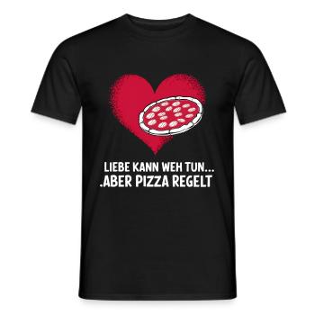 Love Hurts Breakup Valentine's Day Pizza Regulates - Men's T-Shirt - black - Front - AI Model Male 178 light (178cm)