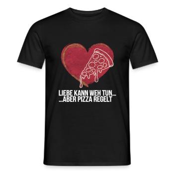Love Hurts Breakup Valentine's Day Pizza Regulates - Men's T-Shirt - black - Front - AI Model Male 178 light (178cm)