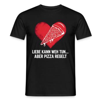 Liebe tut weh Trennung Valentinstag Pizza regelt - Männer T-Shirt - Schwarz - Vorne - AI Model Male 178 light (178cm)