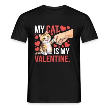 Célibataire & Chat Saint-Valentin Mon chat est mon valentin - T-shirt homme - noir - Devant - AI Model Male 178 light (178cm)