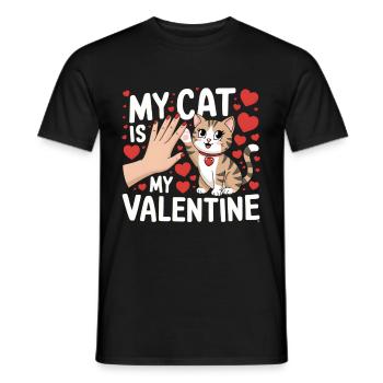 Célibataire & Chat Saint-Valentin Mon chat est mon valentin - T-shirt homme - noir - Devant - AI Model Male 178 light (178cm)