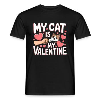 Célibataire & Chat Saint-Valentin Mon chat est mon valentin - T-shirt homme - noir - Devant - AI Model Male 178 light (178cm)