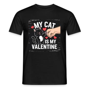 Célibataire & Chat Saint-Valentin Mon chat est mon valentin - T-shirt homme - noir - Devant - AI Model Male 178 light (178cm)