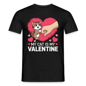 Célibataire & Chat Saint-Valentin Mon chat est mon valentin - T-shirt homme - noir - Devant - AI Model Male 178 light (178cm)