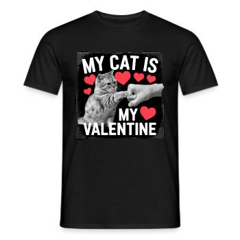 Célibataire & Chat Saint-Valentin Mon chat est mon valentin - T-shirt homme - noir - Devant - AI Model Male 178 light (178cm)