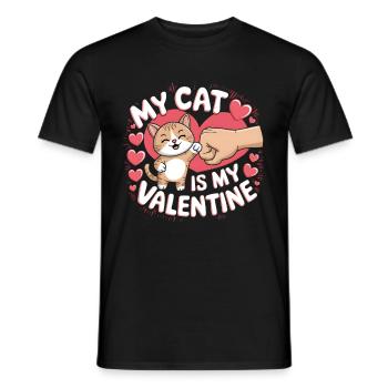 Célibataire & Chat Saint-Valentin Mon chat est mon valentin - T-shirt homme - noir - Devant - AI Model Male 178 light (178cm)