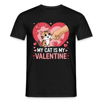 Célibataire & Chat Saint-Valentin Mon chat est mon valentin - T-shirt homme - noir - Devant - AI Model Male 178 light (178cm)