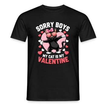 Célibataire & Chat Saint-Valentin Mon chat est mon valentin - T-shirt homme - noir - Devant - AI Model Male 178 light (178cm)