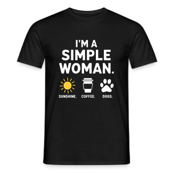 Je suis une femme simple comme les chiens de soleil et le café - T-shirt homme - noir - Devant - AI Model Male 178 light (178cm)