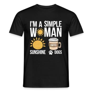Je suis une femme simple comme les chiens de soleil et le café - T-shirt homme - noir - Devant - AI Model Male 178 light (178cm)