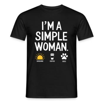 Je suis une femme simple comme les chiens de soleil et le café - T-shirt homme - noir - Devant - AI Model Male 178 light (178cm)
