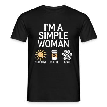 Je suis une femme simple comme les chiens de soleil et le café - T-shirt homme - noir - Devant - AI Model Male 178 light (178cm)