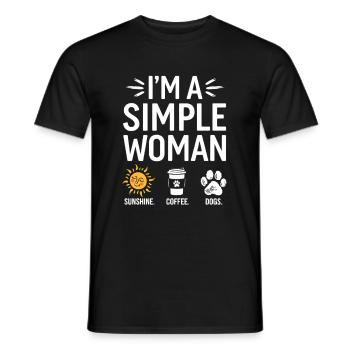 Je suis une femme simple comme les chiens de soleil et le café - T-shirt homme - noir - Devant - AI Model Male 178 light (178cm)