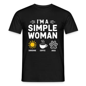 Je suis une femme simple comme les chiens de soleil et le café - T-shirt homme - noir - Devant - AI Model Male 178 light (178cm)